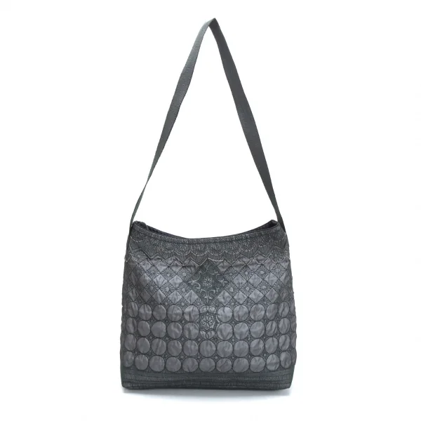 イッセイミヤケハートタマシャISSEY MIYAKE HaaT TaMaSHa チェーン装飾刺繍ショルダーバッグ グレー緑 K-125931_002