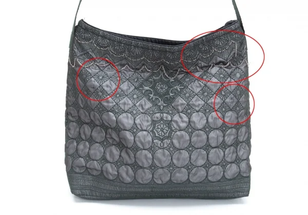 イッセイミヤケハートタマシャISSEY MIYAKE HaaT TaMaSHa チェーン装飾刺繍ショルダーバッグ グレー緑 K-125931_007
