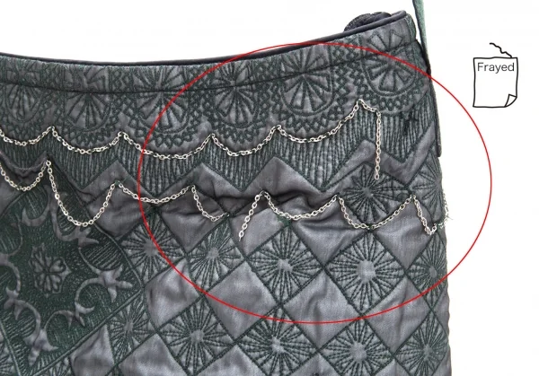 イッセイミヤケハートタマシャISSEY MIYAKE HaaT TaMaSHa チェーン装飾刺繍ショルダーバッグ グレー緑 K-125931_009