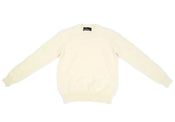 トリココムデギャルソンtricot COMME des GARCONS ウール袖ジャガードクルーネックニット クリームS位 K-125949_002