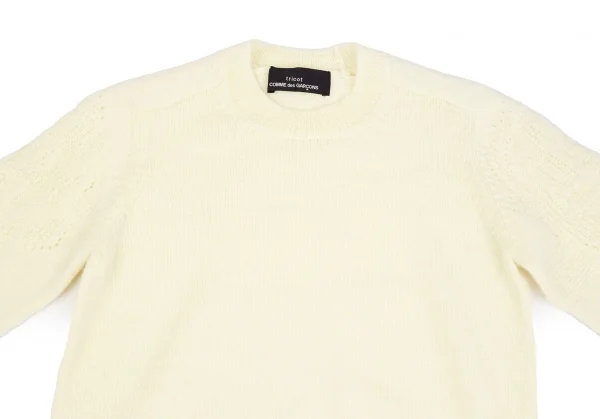 トリココムデギャルソンtricot COMME des GARCONS ウール袖ジャガードクルーネックニット クリームS位 K-125949_003