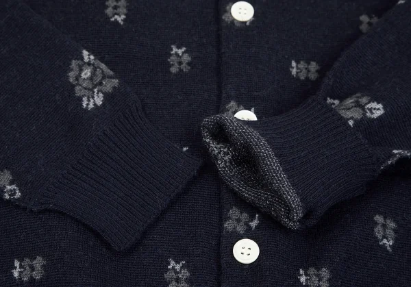 トリココムデギャルソンtricot COMME des GARCONS フラワージャガードインサイドアウトニットカーディガン グレー 紺S位 K-125955_007