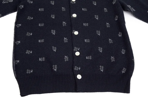 トリココムデギャルソンtricot COMME des GARCONS フラワージャガードインサイドアウトニットカーディガン グレー 紺S位 K-125955_008