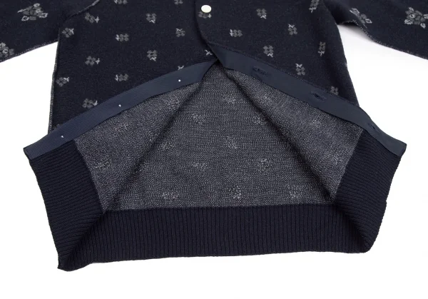 トリココムデギャルソンtricot COMME des GARCONS フラワージャガードインサイドアウトニットカーディガン グレー 紺S位 K-125955_009