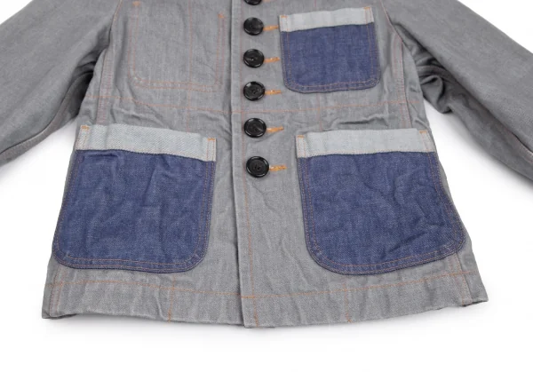 トリココムデギャルソンtricot COMME des GARCONS デニム切替メニーボタンラウンドカラージャケット グレーS K-125957_012