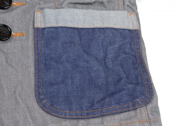 トリココムデギャルソンtricot COMME des GARCONS デニム切替メニーボタンラウンドカラージャケット グレーS K-125957_013
