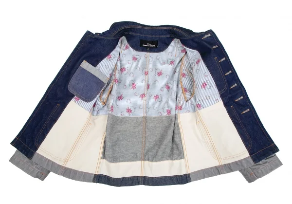 トリココムデギャルソンtricot COMME des GARCONS デニム切替メニーボタンラウンドカラージャケット グレーS K-125957_014