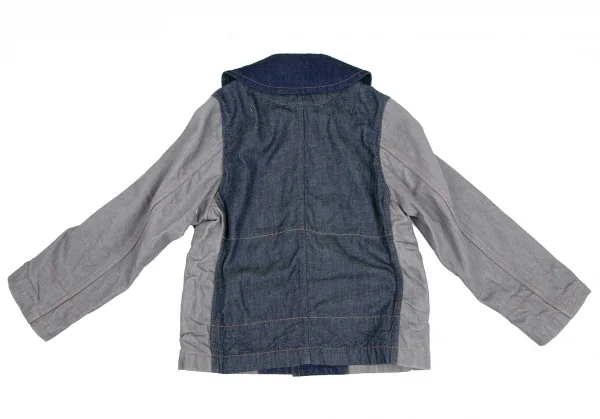 トリココムデギャルソンtricot COMME des GARCONS デニム切替メニーボタンラウンドカラージャケット グレーS K-125957_016