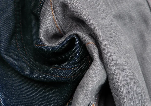 トリココムデギャルソンtricot COMME des GARCONS デニム切替メニーボタンラウンドカラージャケット グレーS K-125957_017