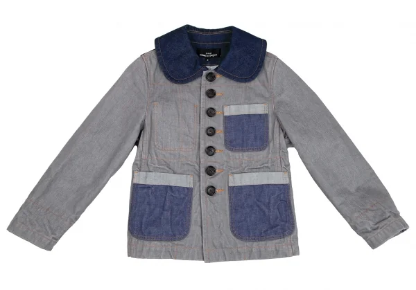 トリココムデギャルソンtricot COMME des GARCONS デニム切替メニーボタンラウンドカラージャケット グレーS K-125957_002