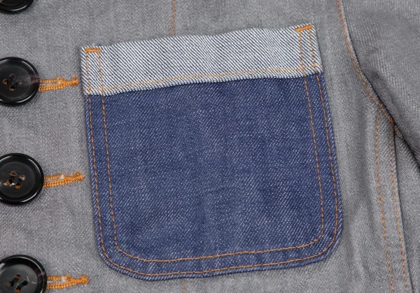トリココムデギャルソンtricot COMME des GARCONS デニム切替メニーボタンラウンドカラージャケット グレーS K-125957_006