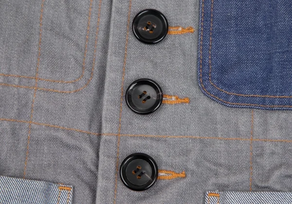 トリココムデギャルソンtricot COMME des GARCONS デニム切替メニーボタンラウンドカラージャケット グレーS K-125957_007