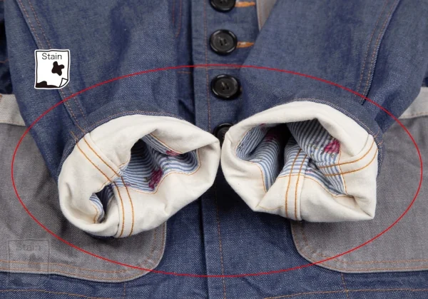 トリココムデギャルソンtricot COMME des GARCONS デニム切替メニーボタンラウンドカラージャケット インディゴS K-125958_011