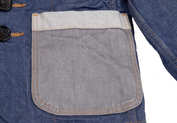 トリココムデギャルソンtricot COMME des GARCONS デニム切替メニーボタンラウンドカラージャケット インディゴS K-125958_013