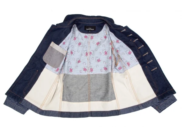 トリココムデギャルソンtricot COMME des GARCONS デニム切替メニーボタンラウンドカラージャケット インディゴS K-125958_014