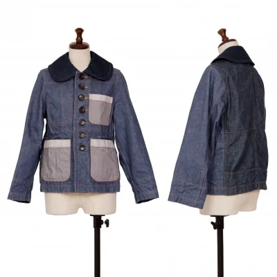 トリココムデギャルソンtricot COMME des GARCONS デニム切替メニーボタンラウンドカラージャケット インディゴ