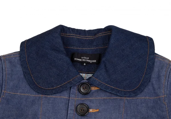 トリココムデギャルソンtricot COMME des GARCONS デニム切替メニーボタンラウンドカラージャケット インディゴS K-125958_004