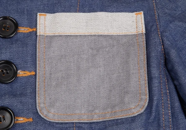 トリココムデギャルソンtricot COMME des GARCONS デニム切替メニーボタンラウンドカラージャケット インディゴS K-125958_006