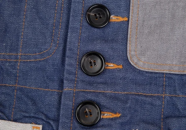トリココムデギャルソンtricot COMME des GARCONS デニム切替メニーボタンラウンドカラージャケット インディゴS K-125958_007