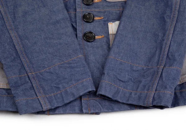 トリココムデギャルソンtricot COMME des GARCONS デニム切替メニーボタンラウンドカラージャケット インディゴS K-125958_009