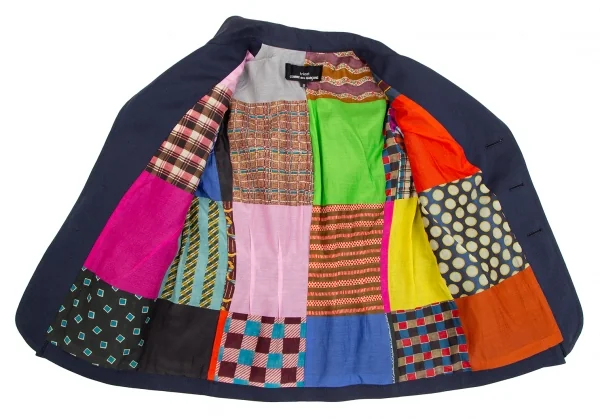 トリココムデギャルソンtricot COMME des GARCONS パッチワークプリントライニング3Bジャケット 紺S K-125960_013