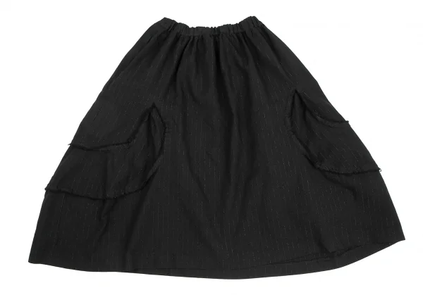コムコム コムデギャルソンCOMME des GARCONS ポリストライプサイドカットオフデザインスカート 黒XS K-125974_010