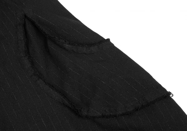 コムコム コムデギャルソンCOMME des GARCONS ポリストライプサイドカットオフデザインスカート 黒XS K-125974_011