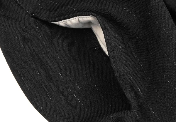 コムコム コムデギャルソンCOMME des GARCONS ポリストライプサイドカットオフデザインスカート 黒XS K-125974_005