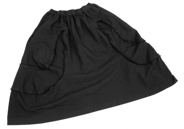 コムコム コムデギャルソンCOMME des GARCONS ポリストライプサイドカットオフデザインスカート 黒XS K-125974_008