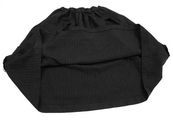 コムコム コムデギャルソンCOMME des GARCONS ポリストライプサイドカットオフデザインスカート 黒XS K-125974_009