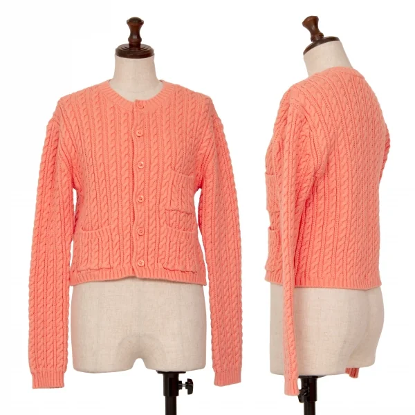 マカフィーMACPHEE ハイブリットコットンケーブルニットクルーネックカーディガン ピンクS K-125984_001