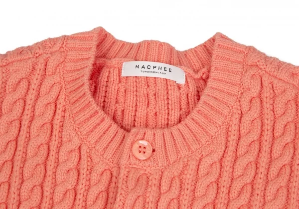 マカフィーMACPHEE ハイブリットコットンケーブルニットクルーネックカーディガン ピンクS K-125984_004