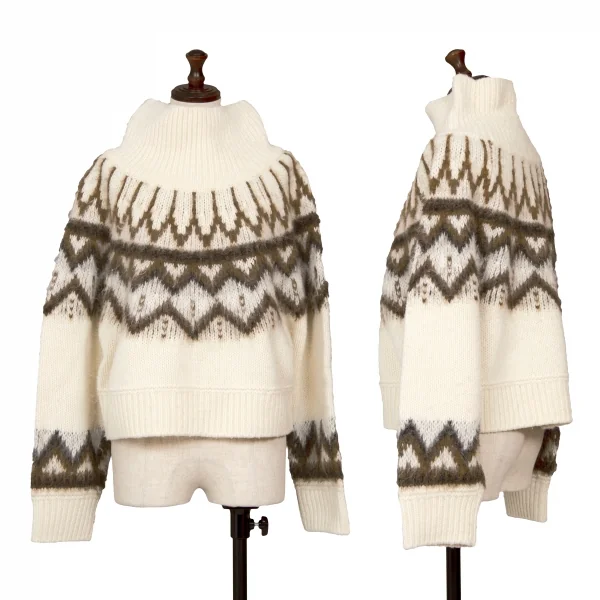 マカフィーMACPHEE ウールアルパカナイロンハイネックノルディックニット オフ茶S K-125985_001