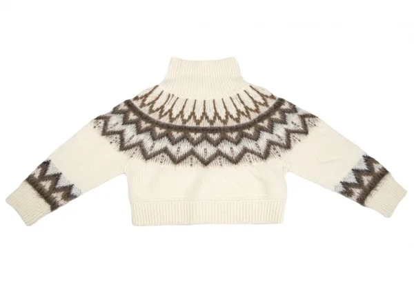 マカフィーMACPHEE ウールアルパカナイロンハイネックノルディックニット オフ茶S K-125985_010