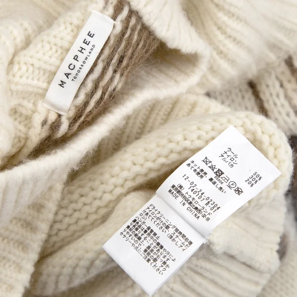 マカフィーMACPHEE ウールアルパカナイロンハイネックノルディックニット オフ茶S K-125985_013