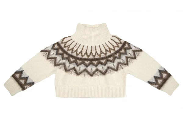 マカフィーMACPHEE ウールアルパカナイロンハイネックノルディックニット オフ茶S K-125985_002