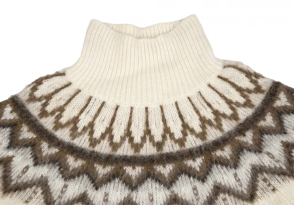 マカフィーMACPHEE ウールアルパカナイロンハイネックノルディックニット オフ茶S K-125985_003