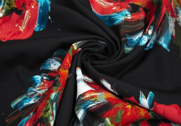 ボールジーBALLSEY コートペイントフラワープリントギャザーロングスカート 黒赤他34 K-125992_010