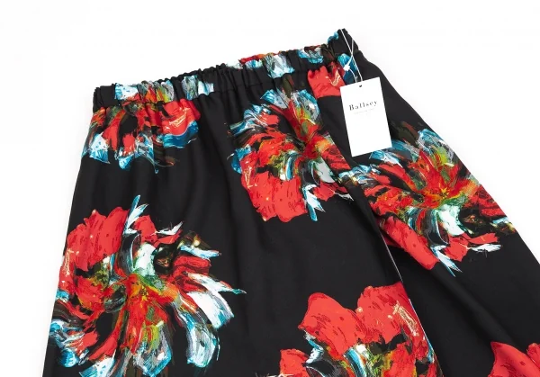 ボールジーBALLSEY コートペイントフラワープリントギャザーロングスカート 黒赤他34 K-125992_003