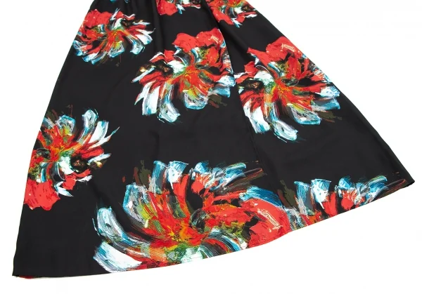 ボールジーBALLSEY コートペイントフラワープリントギャザーロングスカート 黒赤他34 K-125992_006