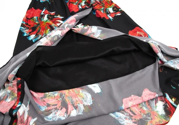 ボールジーBALLSEY コートペイントフラワープリントギャザーロングスカート 黒赤他34 K-125992_008