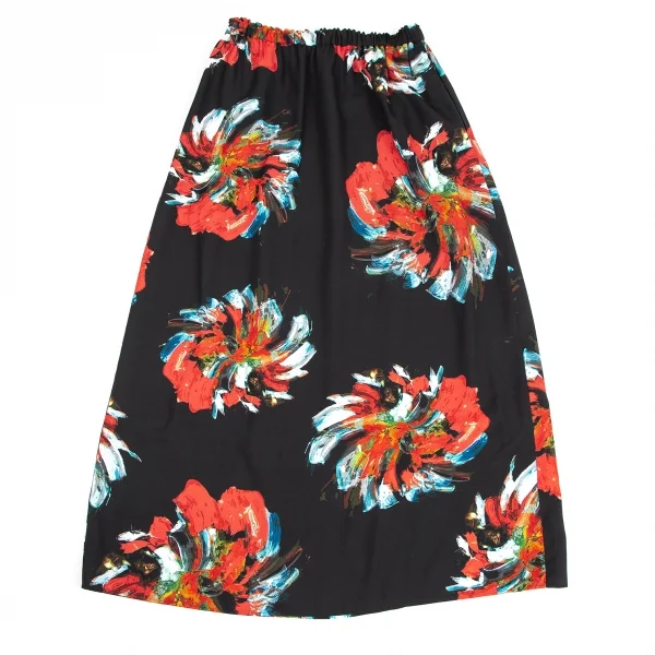 ボールジーBALLSEY コートペイントフラワープリントギャザーロングスカート 黒赤他34 K-125992_009