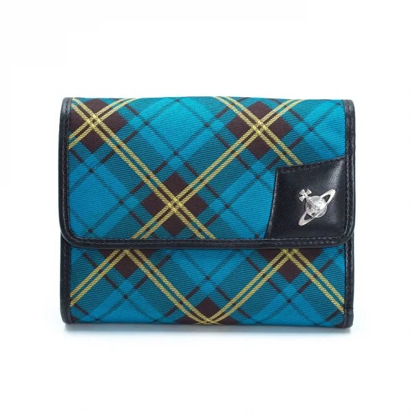ヴィヴィアンウエストウッドVivienne Westwood タータンチェックオーブプリント財布 青他 K-126018_001