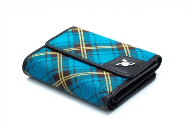 ヴィヴィアンウエストウッドVivienne Westwood タータンチェックオーブプリント財布 青他 K-126018_003