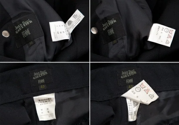ジャンポールゴルチエ ファムJean Paul GAULTIER FEMME ウールギャバメタルボタンセットアップスーツ 黒40 K-126036_020