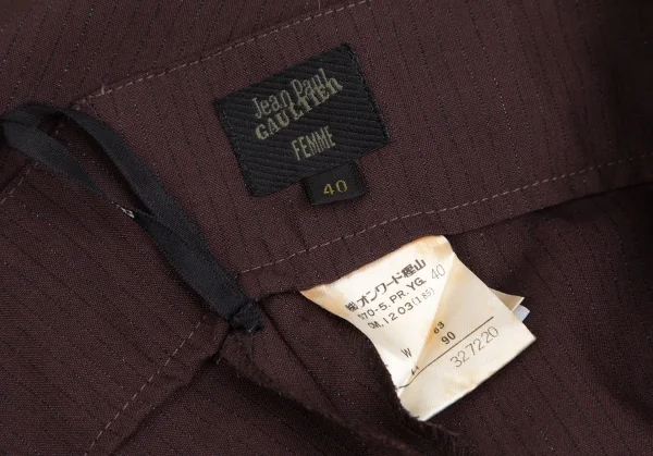 ジャンポールゴルチエ ファムJean Paul GAULTIER FEMME オーバーサイズサスペンダーウールパンツ 茶40 K-126041_019