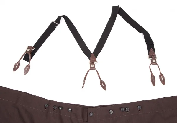 ジャンポールゴルチエ ファムJean Paul GAULTIER FEMME オーバーサイズサスペンダーウールパンツ 茶40 K-126041_006