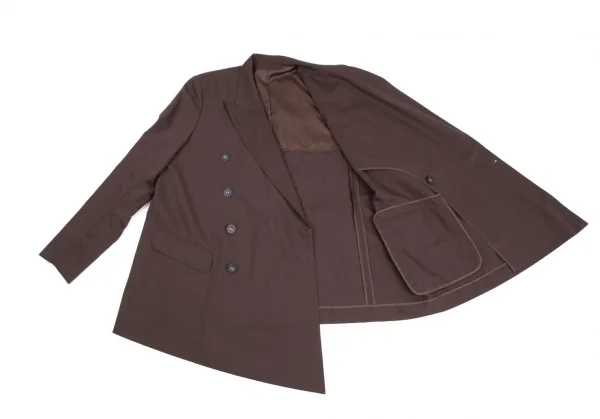 ジャンポールゴルチエ ファムJean Paul GAULTIER FEMME ウールドローストリングストライプセットアップスーツ 茶40 K-126042_007