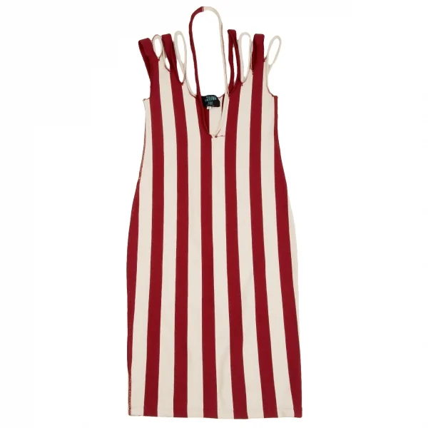 Jean Paul GAULTIER MAILLE Striped Cutting Shoulder Dress K-126065_002