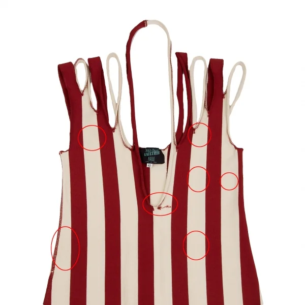Jean Paul GAULTIER MAILLE Striped Cutting Shoulder Dress K-126065_003